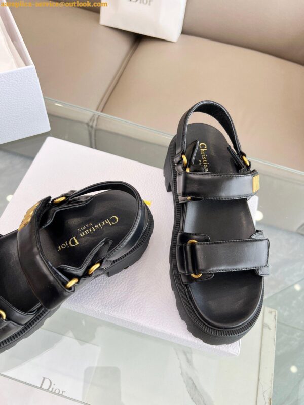 Replica Dior Dioract Platform Sandals in Black Lambskin 9