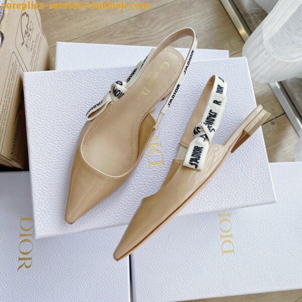 Replica Dior J'Adior Slingback Ballerina Flats In Nude Patent Leather 10