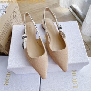 Replica Dior J'Adior Slingback Ballerina Flats In Nude Technical Canvas