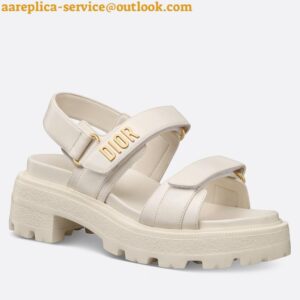 Replica Dior Dioract Platform Sandals in White Lambskin