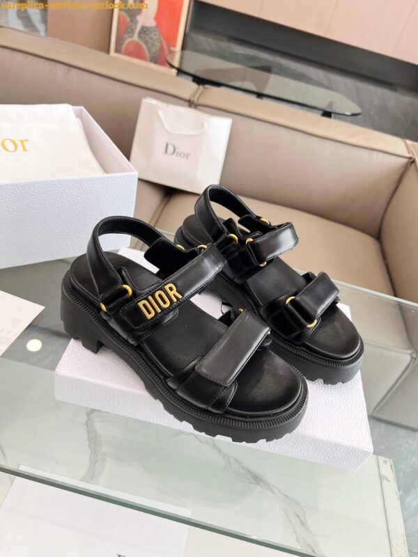 Replica Dior Dioract Platform Sandals in Black Lambskin 11