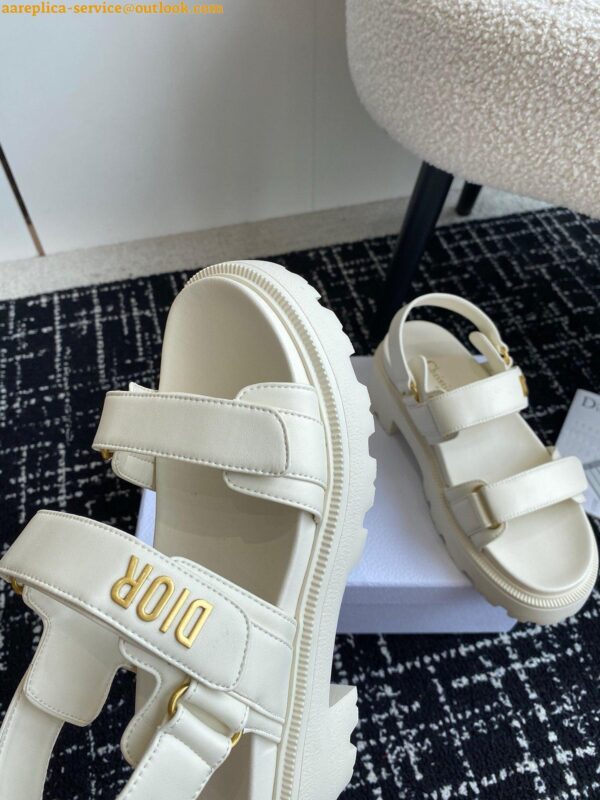 Replica Dior Dioract Platform Sandals in White Lambskin 5