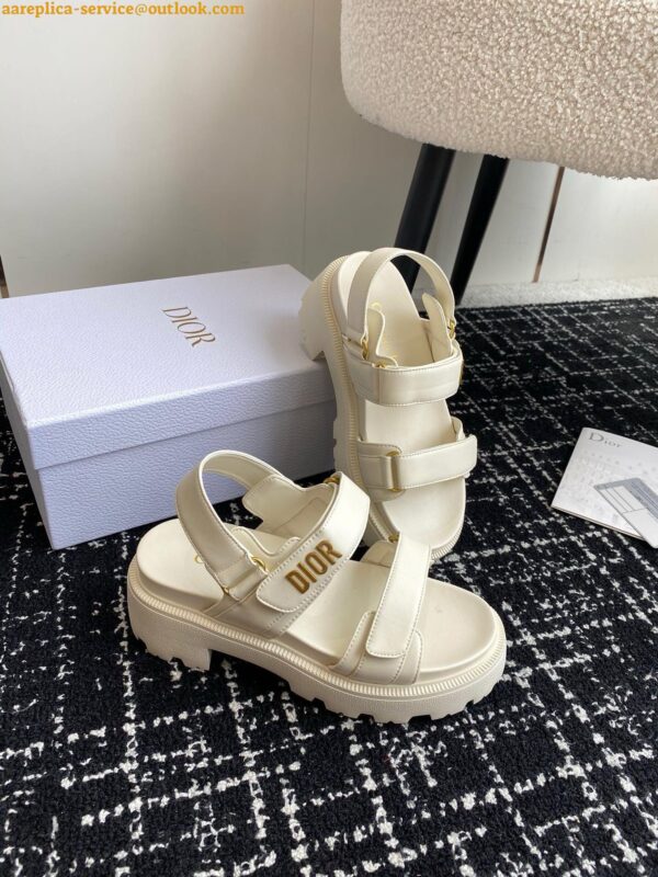 Replica Dior Dioract Platform Sandals in White Lambskin 7