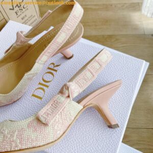 Replica Dior J'Adior Slingback Pumps 65mm In Pink Toile de Jouy Cotton