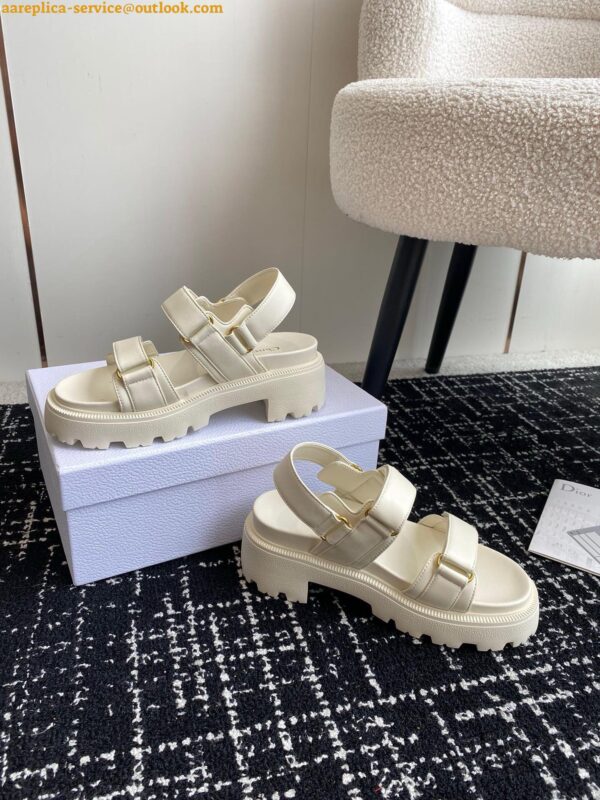 Replica Dior Dioract Platform Sandals in White Lambskin 10