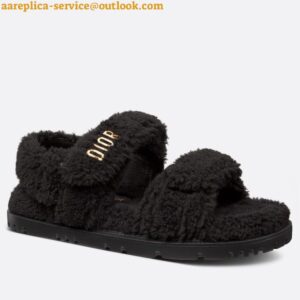 Replica Dior Dioract Sandals In Black Shearling