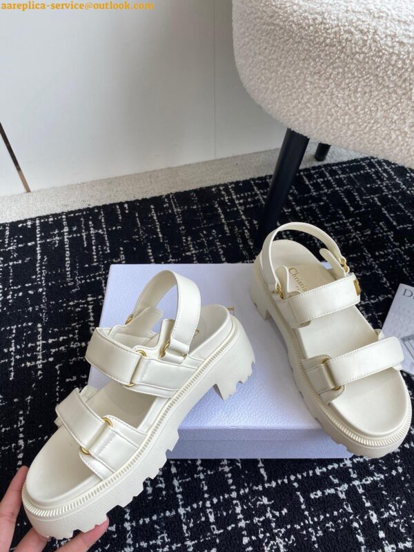 Replica Dior Dioract Platform Sandals in White Lambskin 12