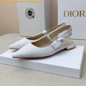 Replica Dior J'Adior Slingback Ballerina Flats In White Technical Canvas 2