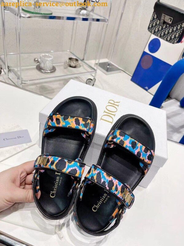 Replica Dior DiorAct Sandals In Blue Multicolor Mizza Printed Silk 4