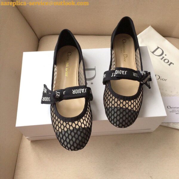 Replica Dior Miss J'Adior Ballerina Flats In Black Mesh 6
