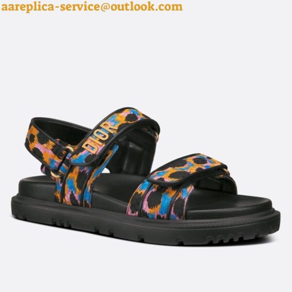 Replica Dior DiorAct Sandals In Blue Multicolor Mizza Printed Silk 6