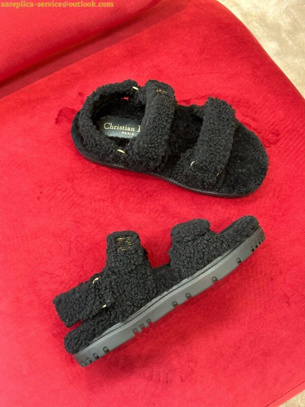 Replica Dior Dioract Sandals In Black Shearling 12