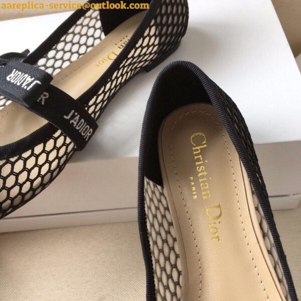 Replica Dior Miss J'Adior Ballerina Flats In Black Mesh 8