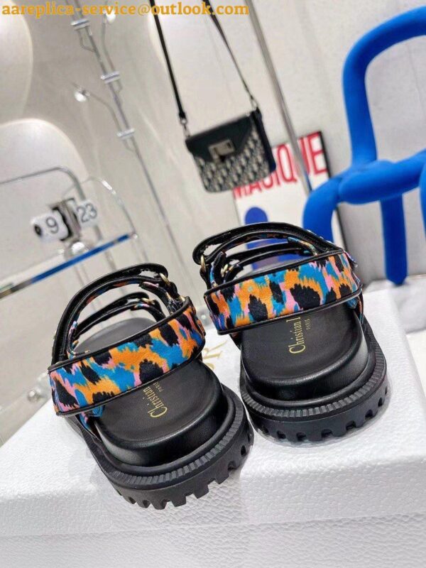 Replica Dior DiorAct Sandals In Blue Multicolor Mizza Printed Silk 9