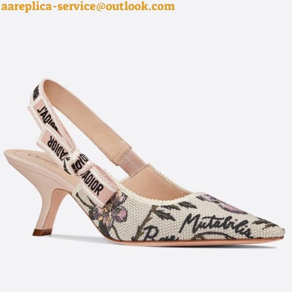 Replica Dior J'Adior Slingback Pumps 65mm In Rosa Mutabilis Embroidered Cotton