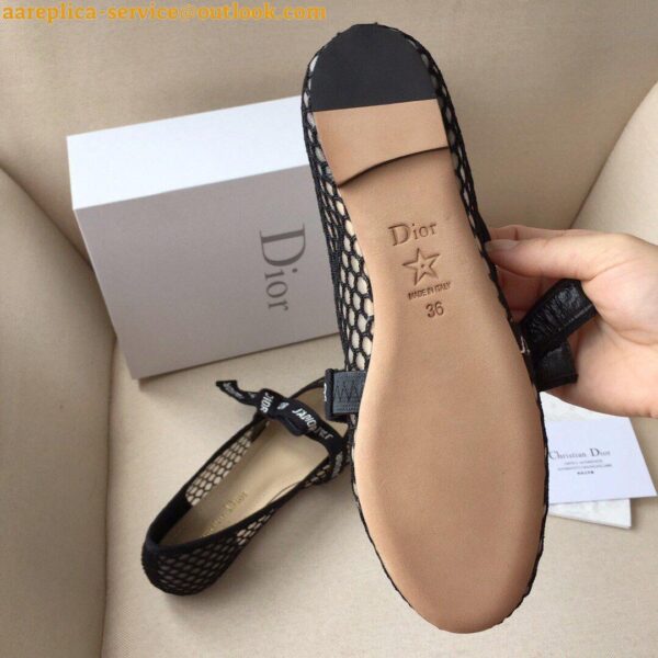 Replica Dior Miss J'Adior Ballerina Flats In Black Mesh 9