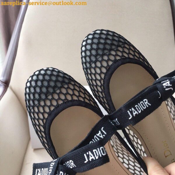 Replica Dior Miss J'Adior Ballerina Flats In Black Mesh 10