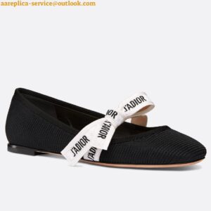 Replica Dior Miss J'Adior Ballerina Flats In Black Technical Canvas