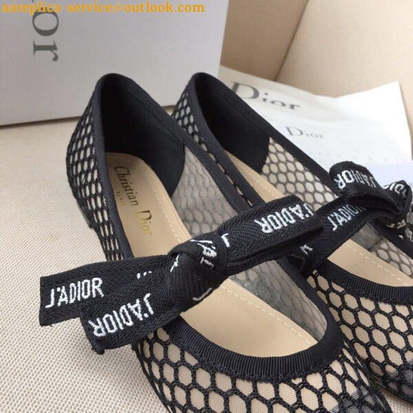 Replica Dior Miss J'Adior Ballerina Flats In Black Mesh 11