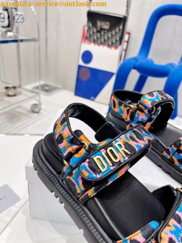 Replica Dior DiorAct Sandals In Blue Multicolor Mizza Printed Silk 11