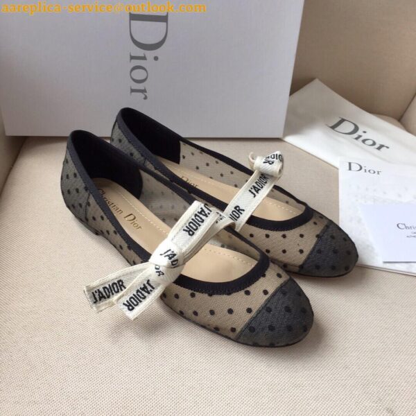 Replica Dior Miss J'Adior Ballerina Flats In Dotted Swiss Tulle 3