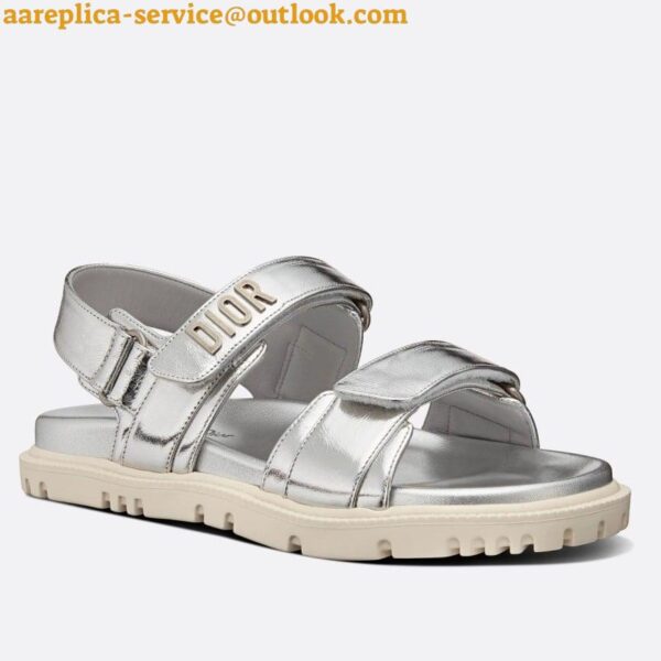 Replica Dior DiorAct Sandals In Silver Laminated Calfskin 6