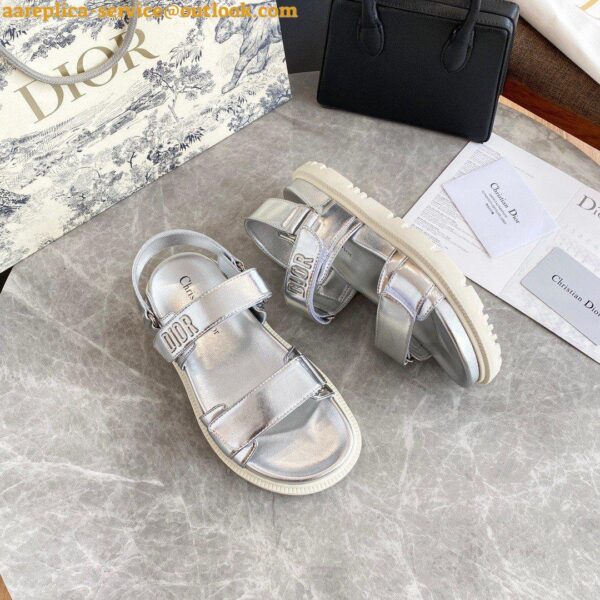 Replica Dior DiorAct Sandals In Silver Laminated Calfskin 7