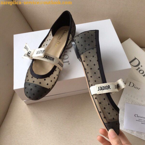 Replica Dior Miss J'Adior Ballerina Flats In Dotted Swiss Tulle 8