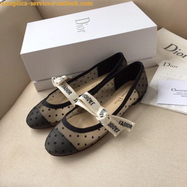 Replica Dior Miss J'Adior Ballerina Flats In Dotted Swiss Tulle 8