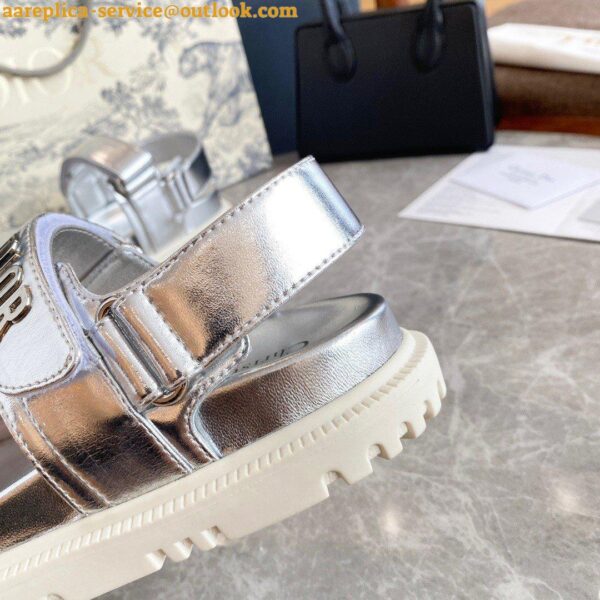 Replica Dior DiorAct Sandals In Silver Laminated Calfskin 9