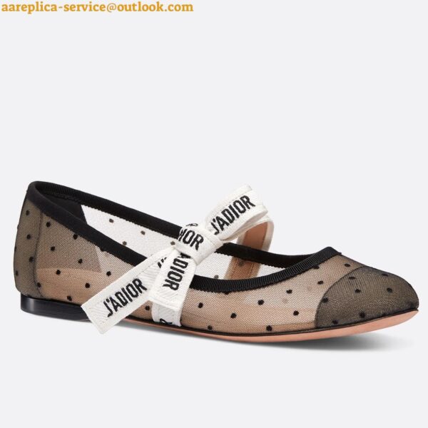 Replica Dior Miss J'Adior Ballerina Flats In Dotted Swiss Tulle 9