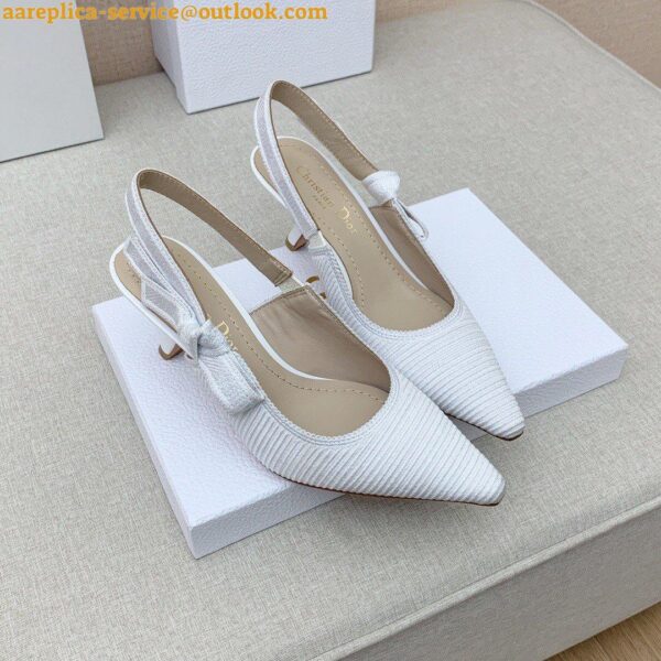 Replica Dior J'Adior Slingback Pumps 65mm In White Cotton Embroidery 3