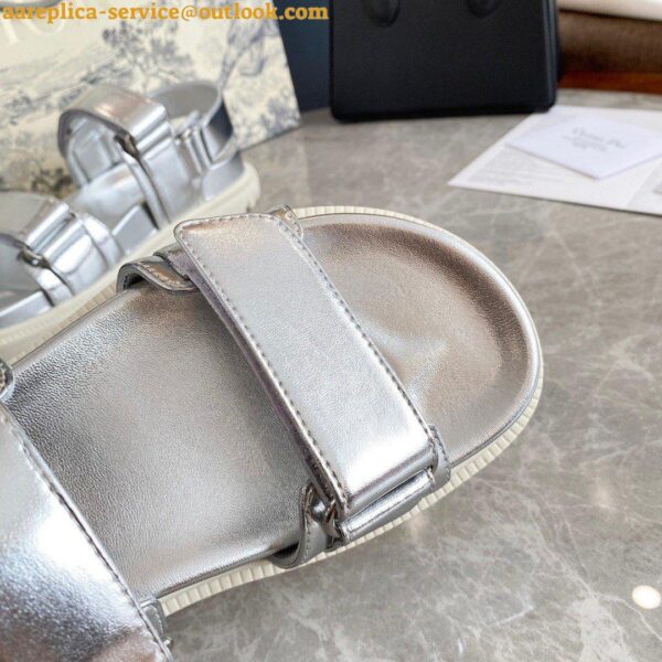 Replica Dior DiorAct Sandals In Silver Laminated Calfskin 10