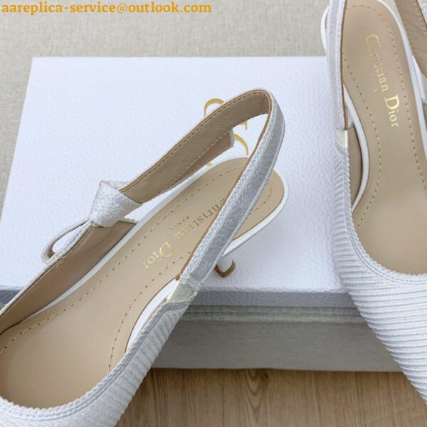 Replica Dior J'Adior Slingback Pumps 65mm In White Cotton Embroidery 4