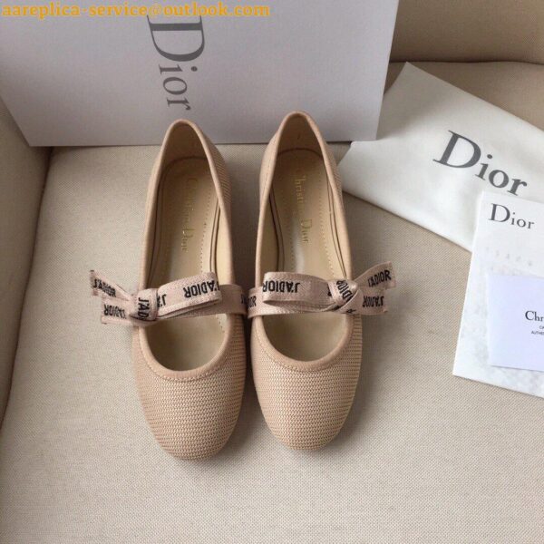 Replica Dior Miss J'Adior Ballerina Flats In Nude Technical Canvas 2