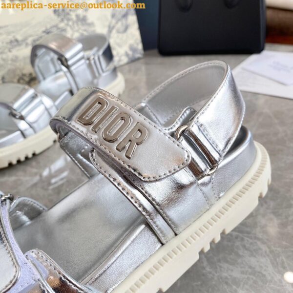 Replica Dior DiorAct Sandals In Silver Laminated Calfskin 11