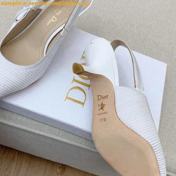 Replica Dior J'Adior Slingback Pumps 65mm In White Cotton Embroidery 8