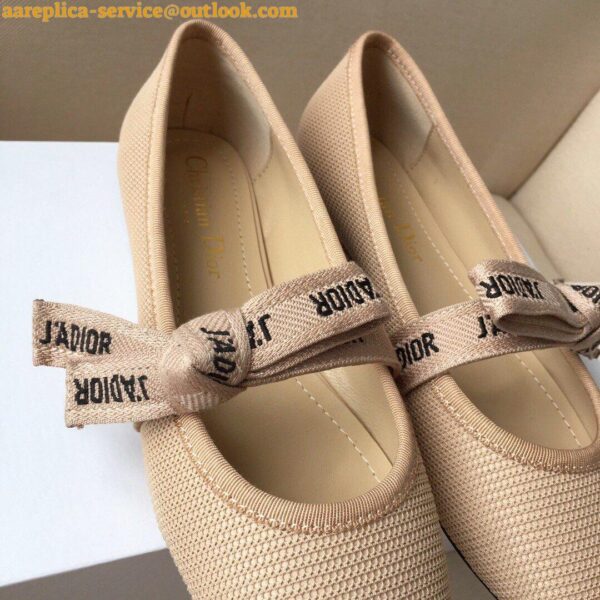 Replica Dior Miss J'Adior Ballerina Flats In Nude Technical Canvas 4