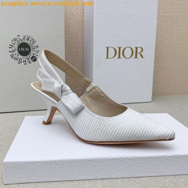 Replica Dior J'Adior Slingback Pumps 65mm In White Cotton Embroidery 7