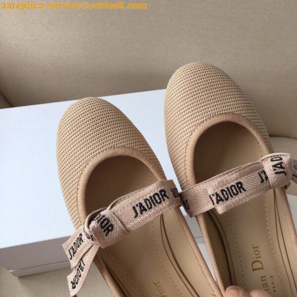 Replica Dior Miss J'Adior Ballerina Flats In Nude Technical Canvas 6