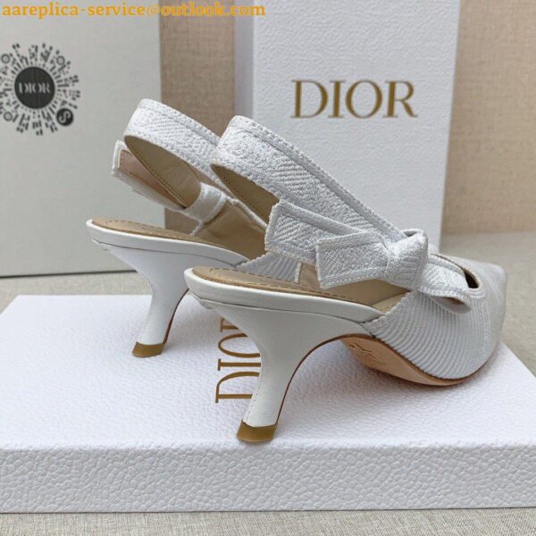 Replica Dior J'Adior Slingback Pumps 65mm In White Cotton Embroidery 9