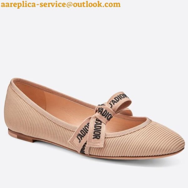 Replica Dior Miss J'Adior Ballerina Flats In Nude Technical Canvas 8