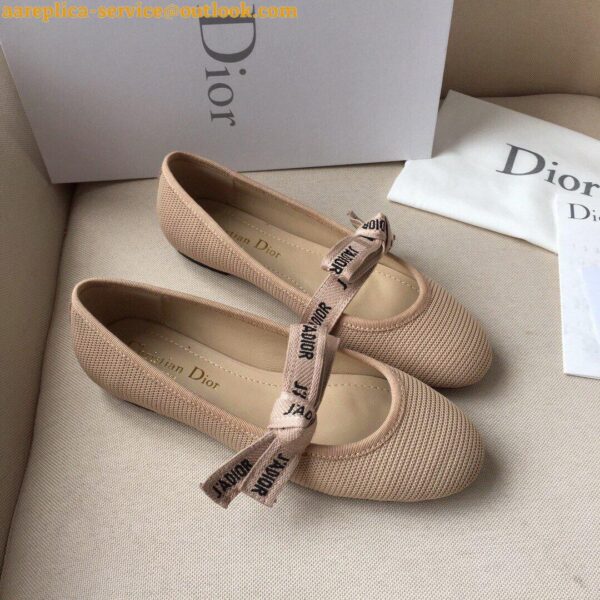 Replica Dior Miss J'Adior Ballerina Flats In Nude Technical Canvas 9