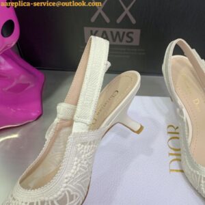 Replica Dior J'Adior Slingback Pumps 65mm In White Macrame Embroidered Cotton