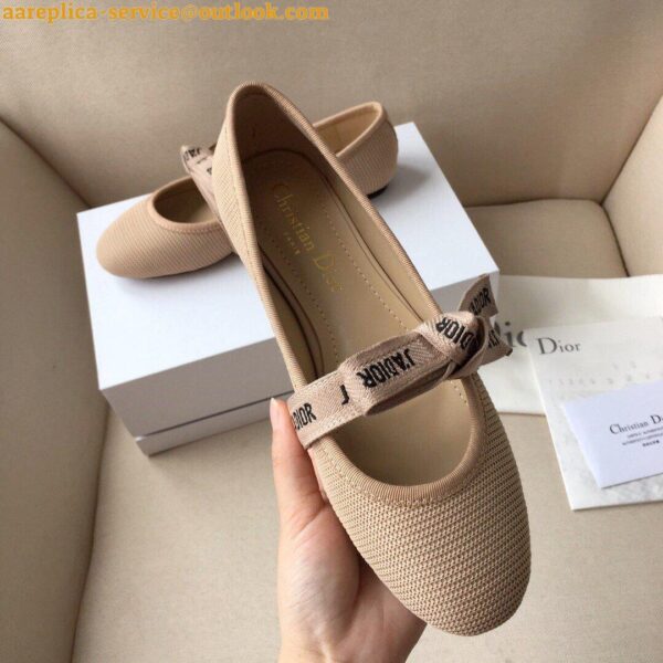 Replica Dior Miss J'Adior Ballerina Flats In Nude Technical Canvas 10