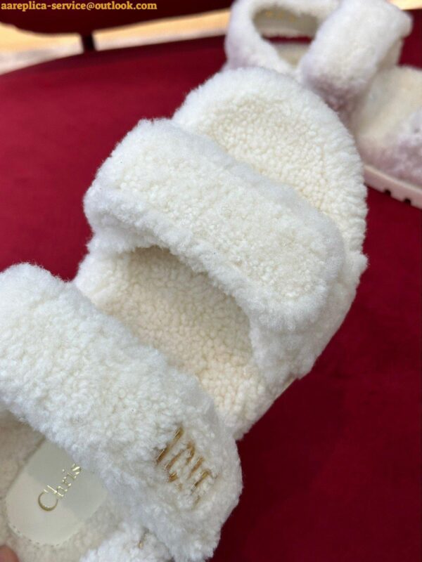 Replica Dior Dioract Sandals In White Shearling 5