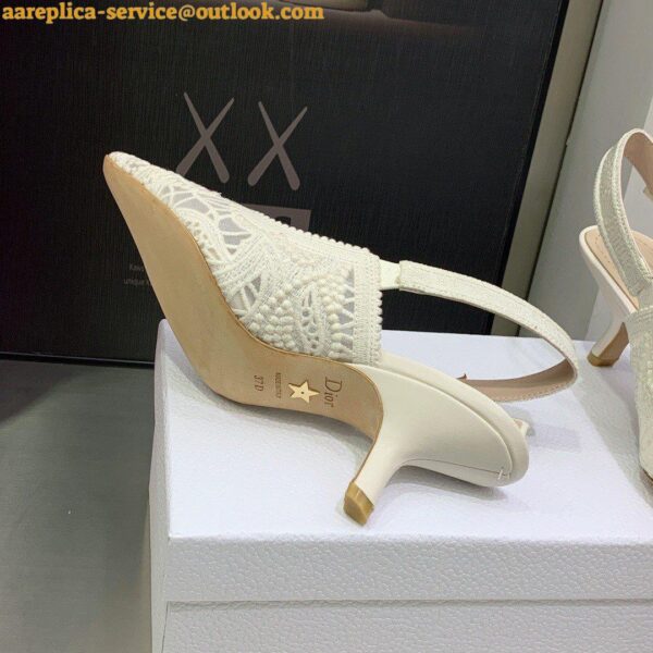 Replica Dior J'Adior Slingback Pumps 65mm In White Macrame Embroidered Cotton 7