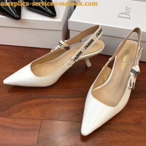 Replica Dior J'Adior Slingback Pumps 65mm In White Patent Calfskin