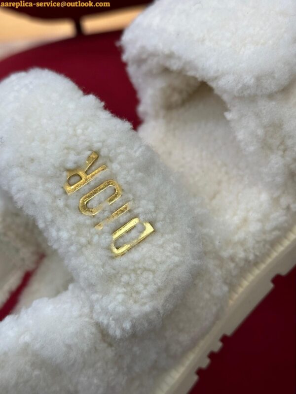 Replica Dior Dioract Sandals In White Shearling 10