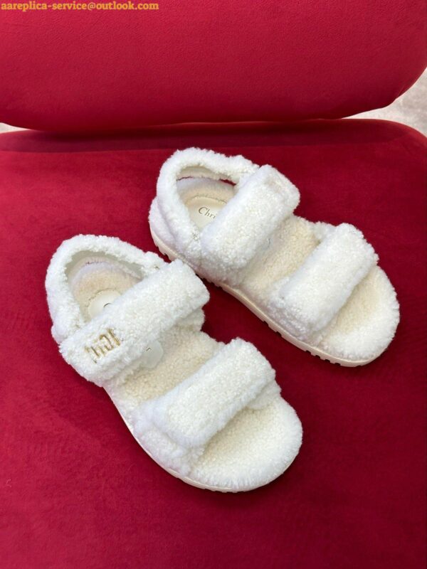 Replica Dior Dioract Sandals In White Shearling 11